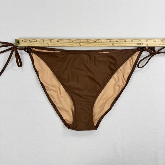 J Crew Women's O Ring Curved Waist Cheeky String Bikini Bottom 3X Brown BF173 - Picture 8 of 10